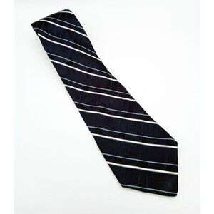 Tommy Hilfiger Mens Vintage Plaid Striped Necktie Navy & White Stripes Classic